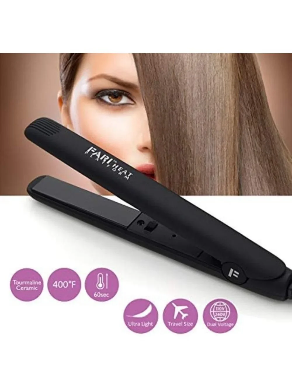 2-in-1 Travel Hair Curling Iron & Mini Flat Iron Set, Ceramic Wands, Heat Glove